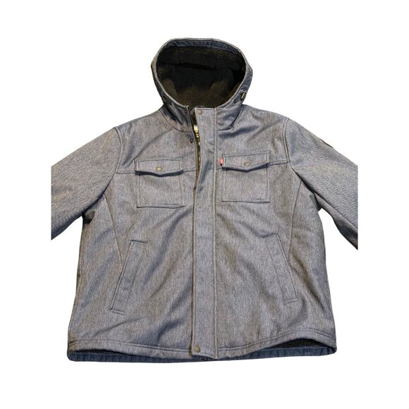 Levi's Men's Soft Shell Two Pocket Sherpa Lined Hooded Trucker Jacket Blue XL - Picture 4 of 10